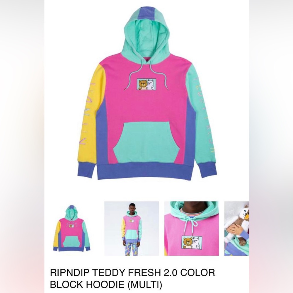 RIPNDIP TEDDY FRESH 2.0 COLOR
BLOCK HOODIE (MULTI)